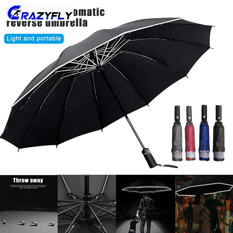 Automatic Umbrella Reverse Folding Business With Reflective Strips 【感謝価格】