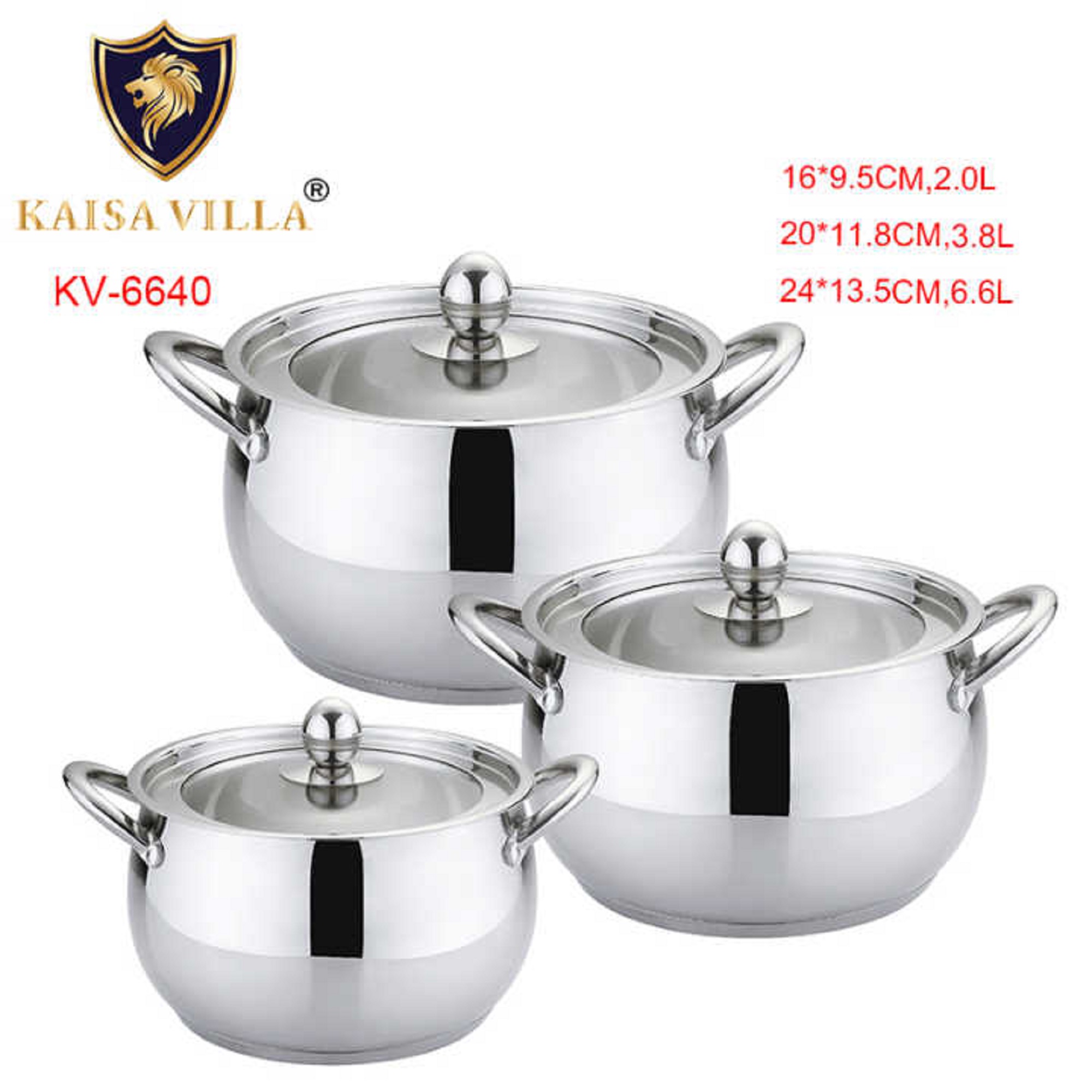 Kaisa Villa Stainless Steel Induction bottom 6pcs Cookware Set (KV-6640)