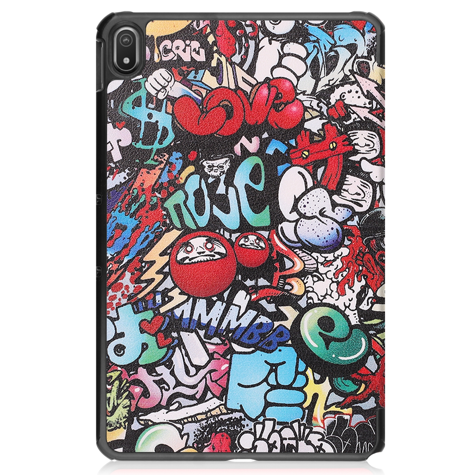 For Nokia T20 Painted Leather Tablet Case with 3-Fold Holder. 