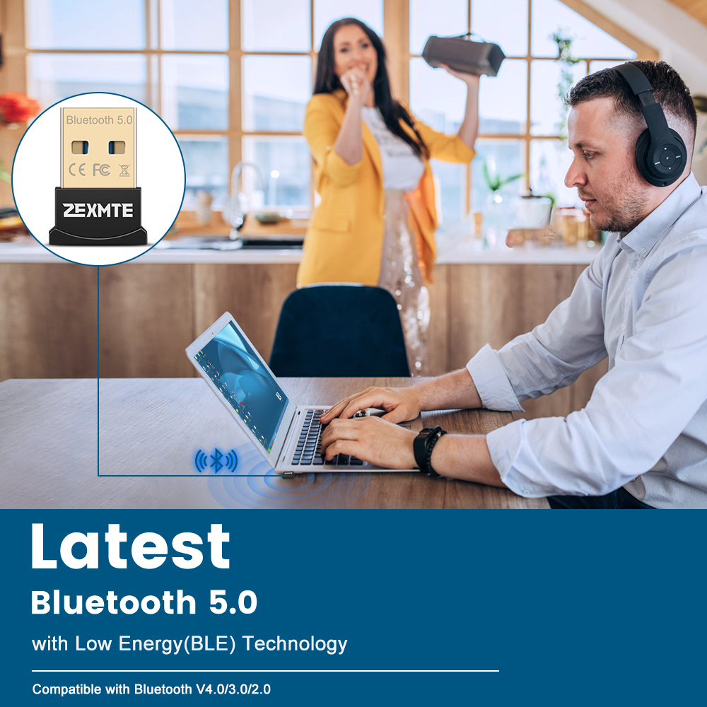 Zexmte USB Bluetooth Adapter Dongle Bluetooth 5.0 Adaptador for PC Laptop Wireless Mouse Keyboard Audio Receiver Transmitters. 
