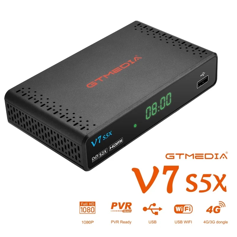 GTMEDIA V7S5X ECAM odbiornik satelitarny DVB-S/S2/S2X H.265(8bit) odbiornik cyfrowy obsługuje Ccam,IKS,AVS +,CCM,ACM,VCM z USB WIFI. 