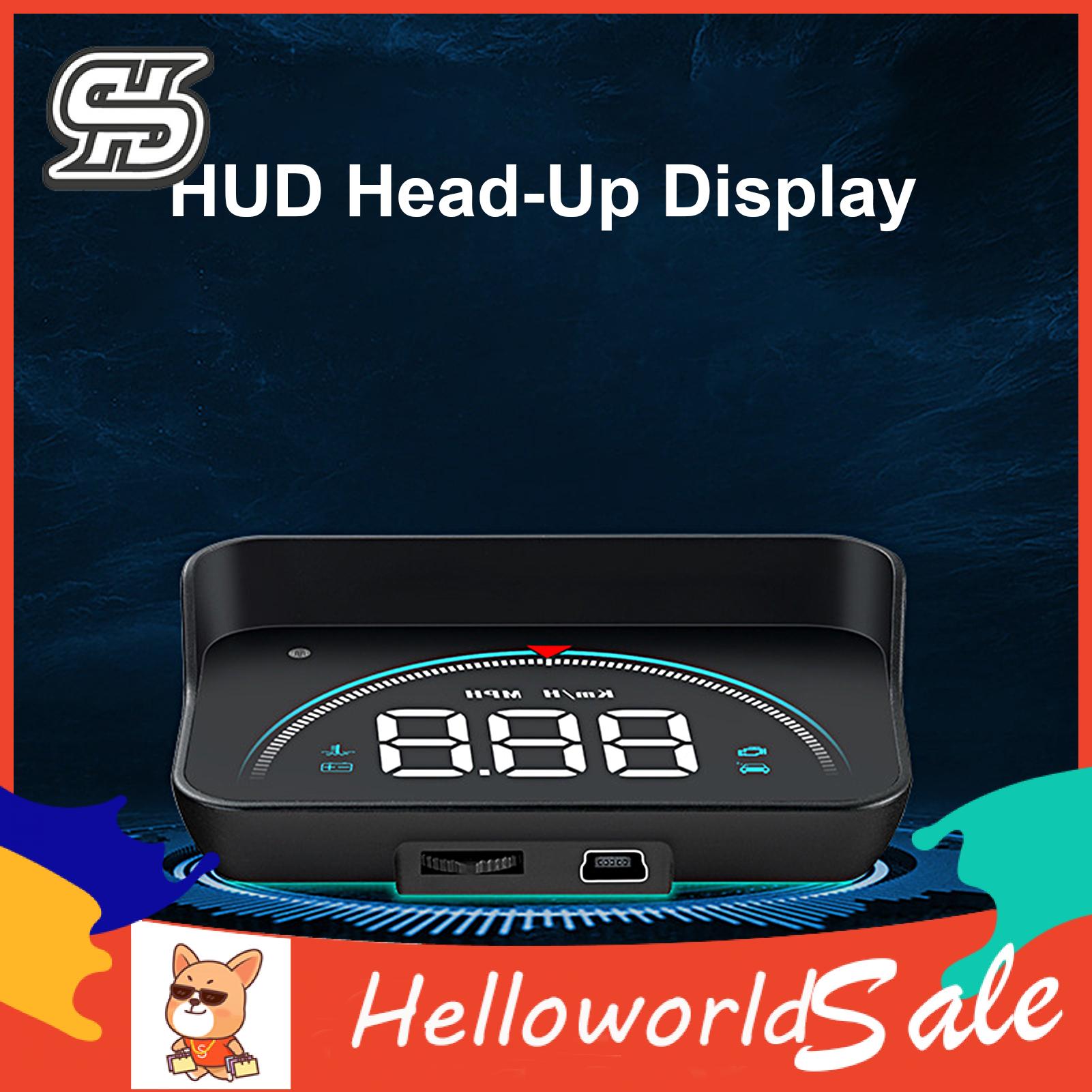 HelloWorld Car Speedometer Brightness Adjustable Multifunction Car Mini Digital Speedometer with OBD Cable. 