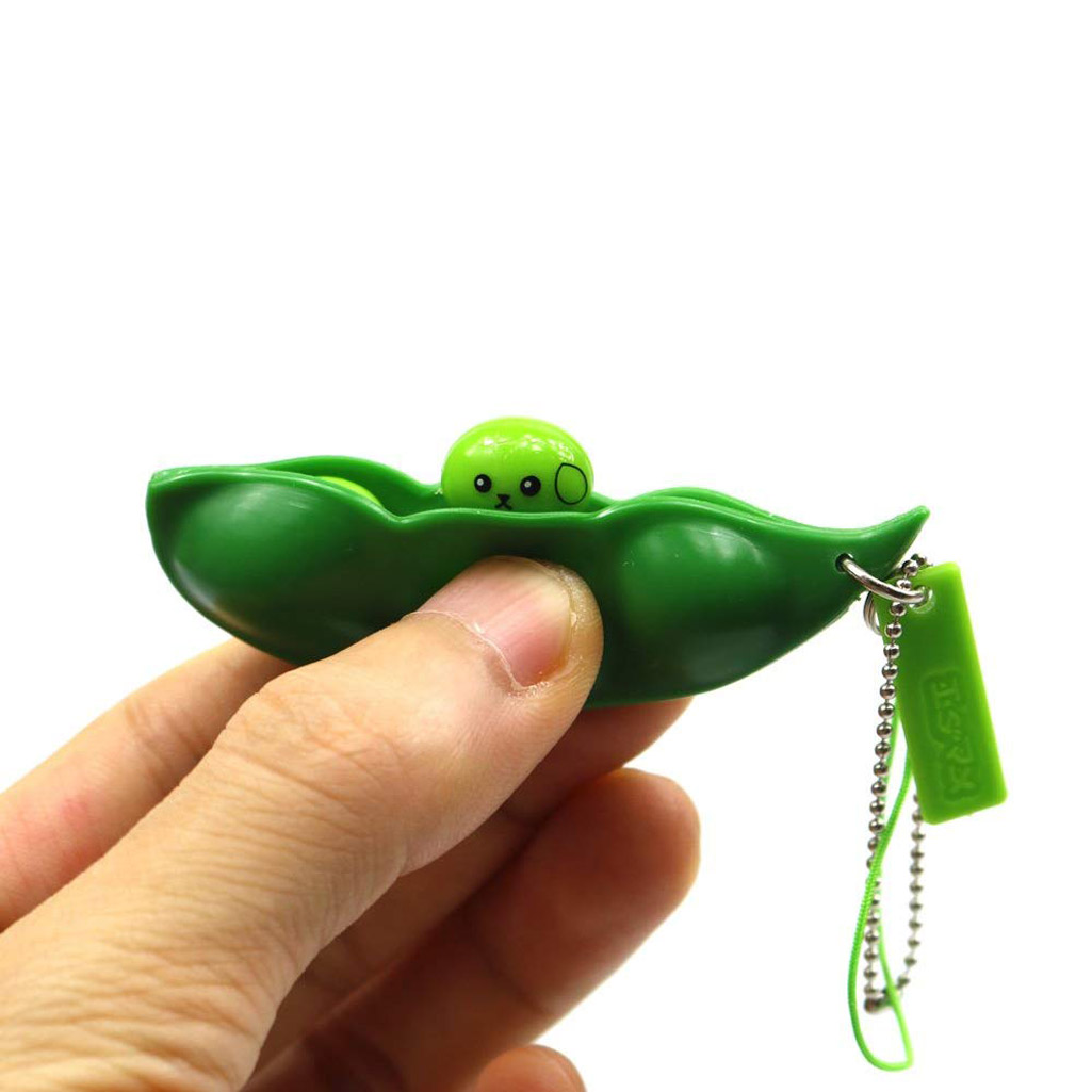 Fidget Toys Squeeze-a-Bean Soybean Stress Relieving Keychain Keyring Phone Chain Pendants. 