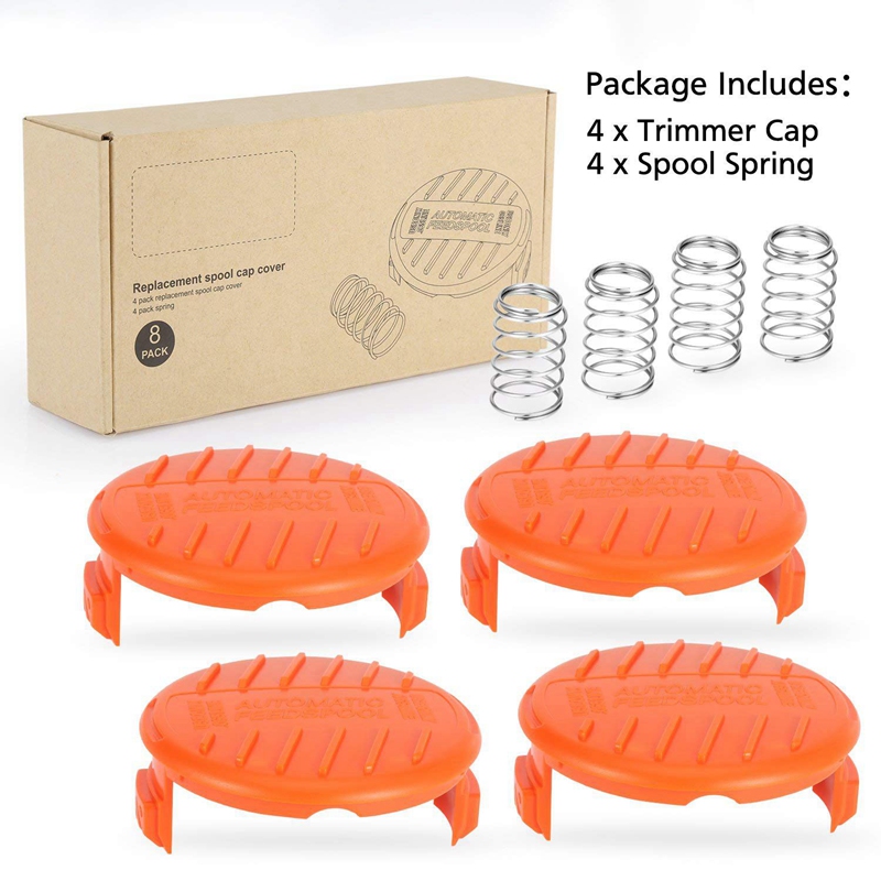 Delicate product 8-Pack RC-100-P Replacement Spool Cap Covers and Spring for Black-Decker AFS Trimmer GH600 NST2018 CST2000. 