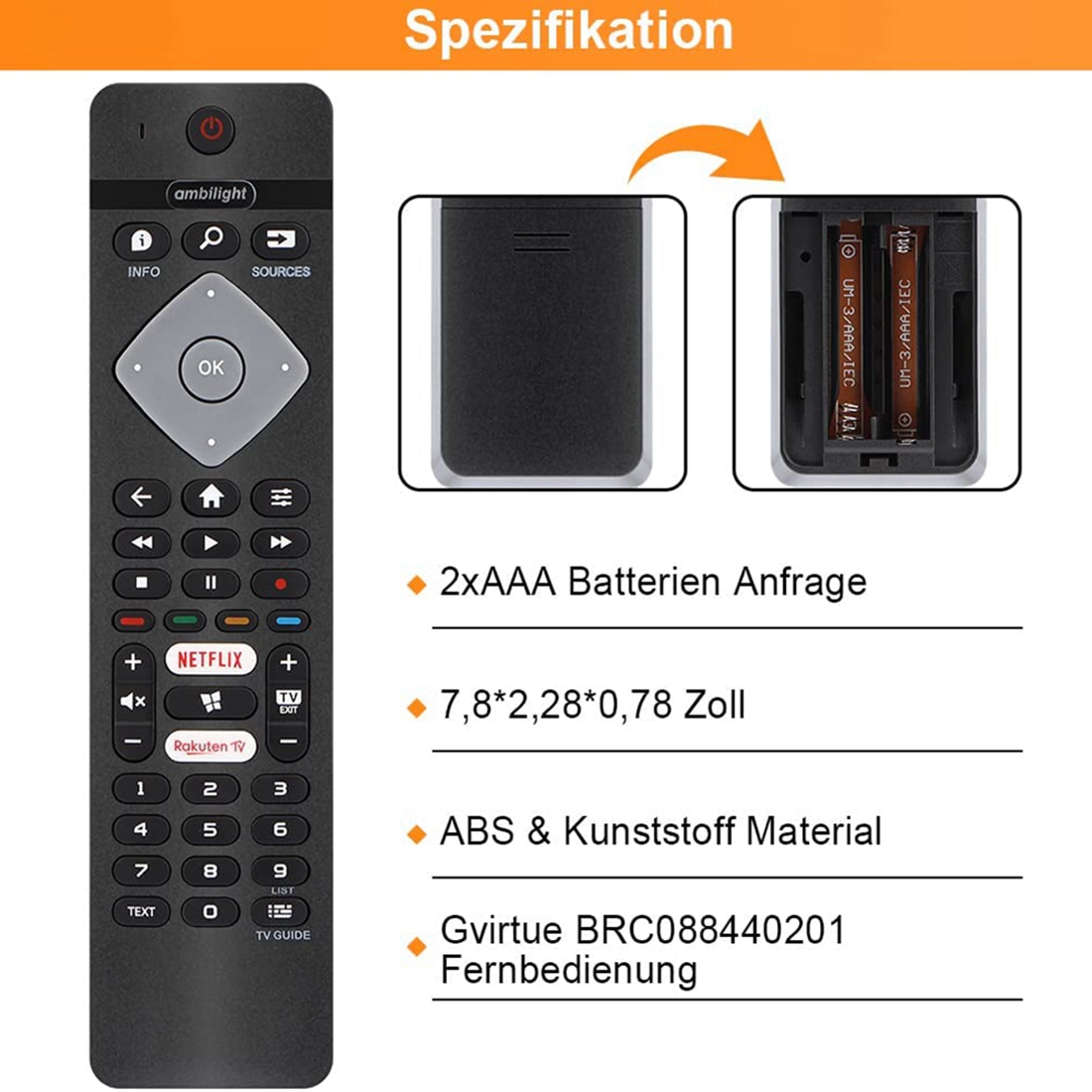 Remote Control Replacement for All Philips Ambilight 4K Smart LED. 