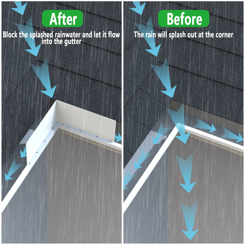 6 Pcs Gutter Valley Splash Guards,Rain Gutter Valley Roofing Gutter Guards, Diverter Roof Rain Diverter For House Easy Install Easy To Use Silver. 