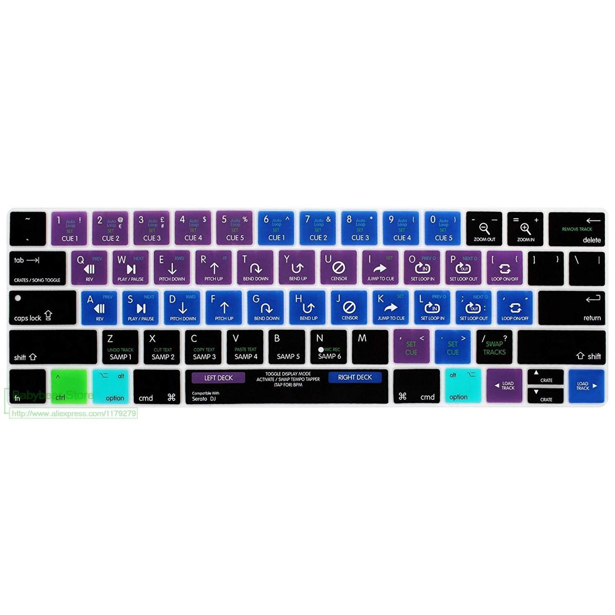 【happy one】Serato DJ Hot key Functional Shortcut Silicone Cover Keypad SKin for Macbook Pro 13" with Touch Bar