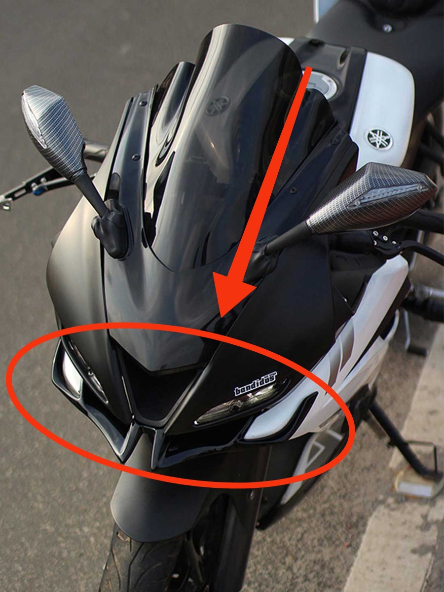 Motorcycle Front Winglet For YAMAHA R15 V2 V3 (Black Color). 