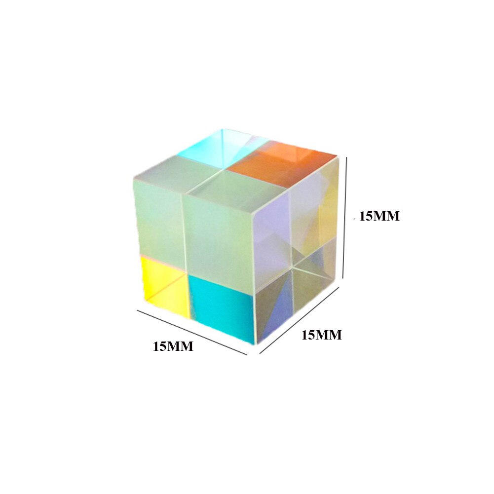 Optic Prism Cube Optical Glass Prism, RGB Dispersion Six-Sided Bright Light Combine Cube for Physics and Decoration. 