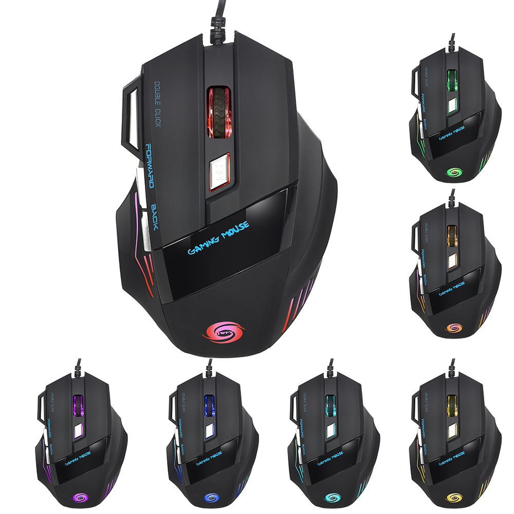 3200 DPI 7 Button 7D LED Optical USB Wired Gaming Mouse Mice for Laptop PC Professional Gamer Adjustable Black. 