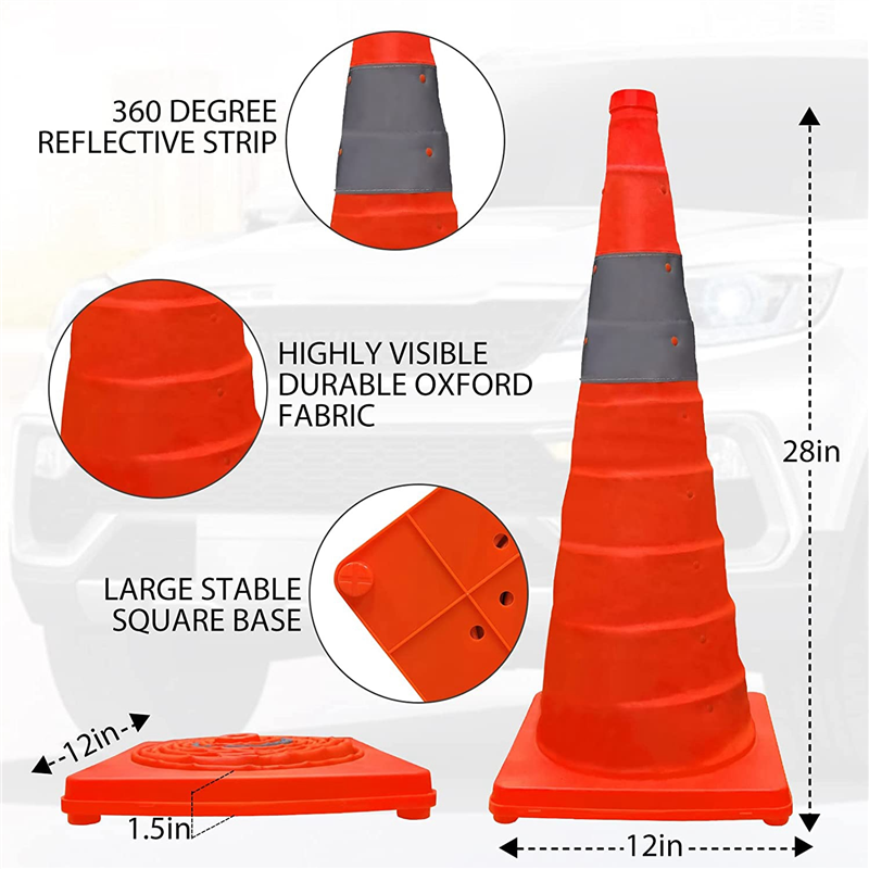 4-Pack Collapsible Traffic Cones, 28 inch On-Street Parking Orange ...