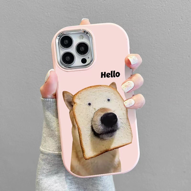 Funny Emoji Bread Shiba Inu for Apple 14promax Phone case 12/13 All-Inclusive Soft Shell iPhone15