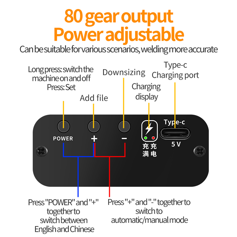 Black Spot Welding Machine 80 Gears Adjustable Spot Welder Digital Display Automatic Trigger for 18650 Battery. 