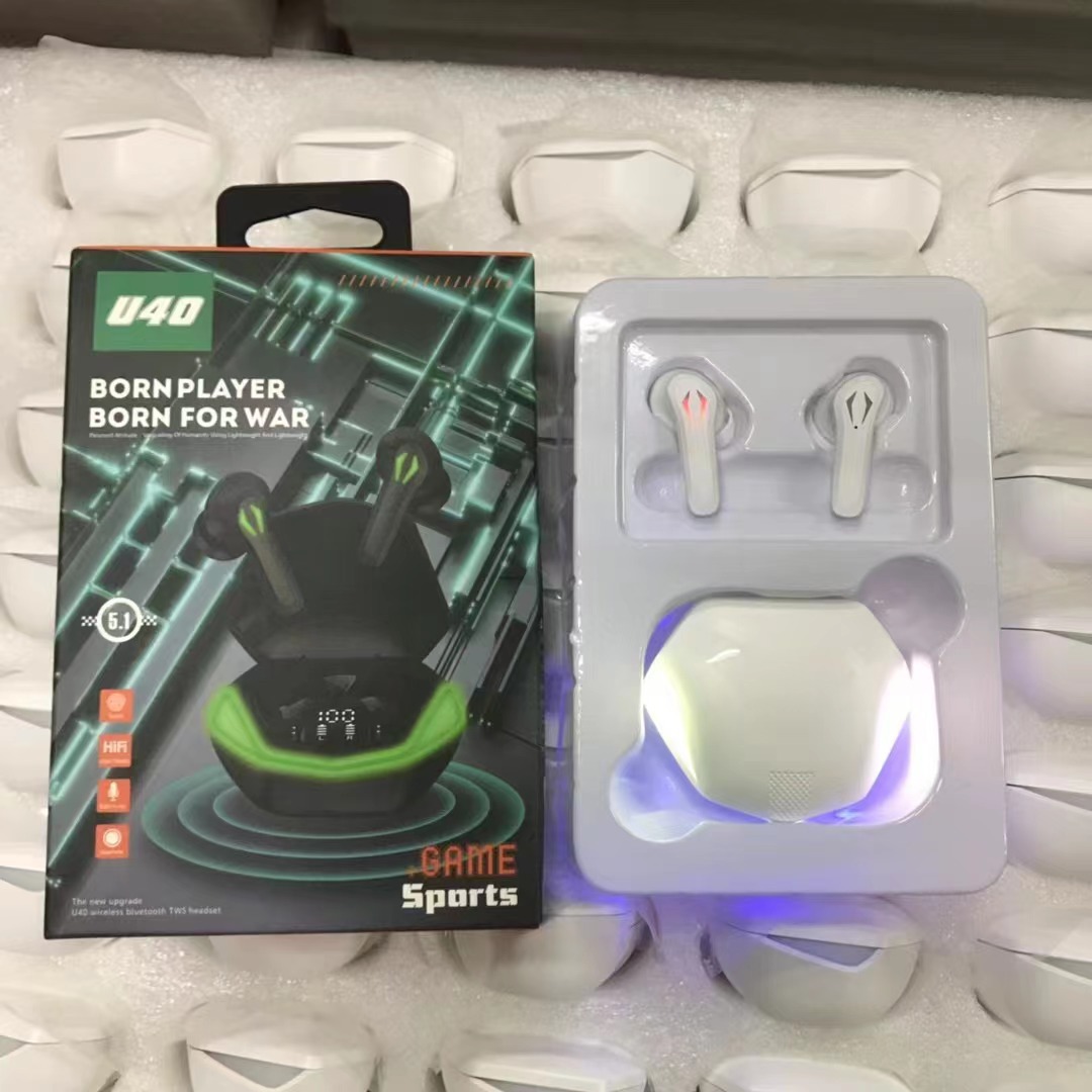 U40 wireless bluetooth headset private model TWS5.1 zero delay in-ear e-sports gaming bluetooth wireless headset. 
