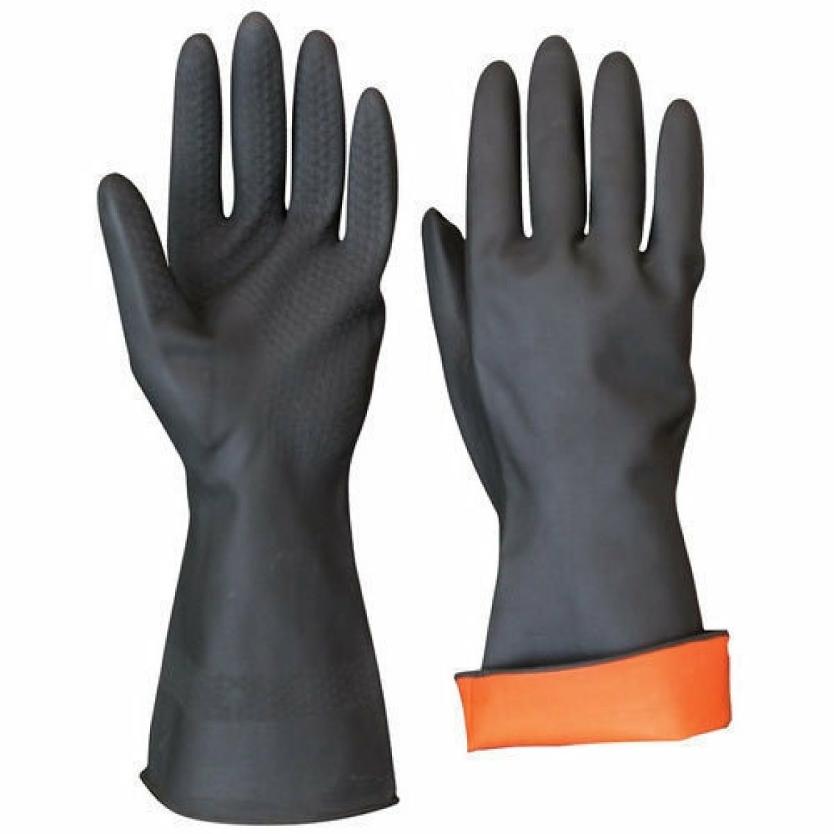 Hand Gloves Orange And Black Rubber Lastex