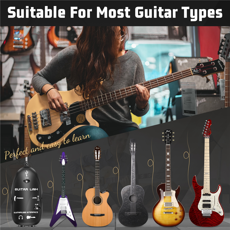 Guitar to USB Interface Link Cable Adapter /PC Recording CD Studio Laptop. 