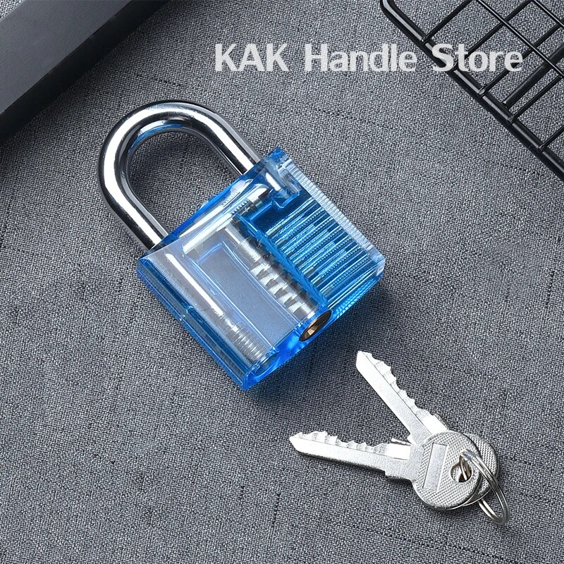 KAK Transparent Practice Padlock with Keys 80x50mm DIY Visible Lock Pick Tools Cutaway Practice Padlock Training Locksmith Tool. 
