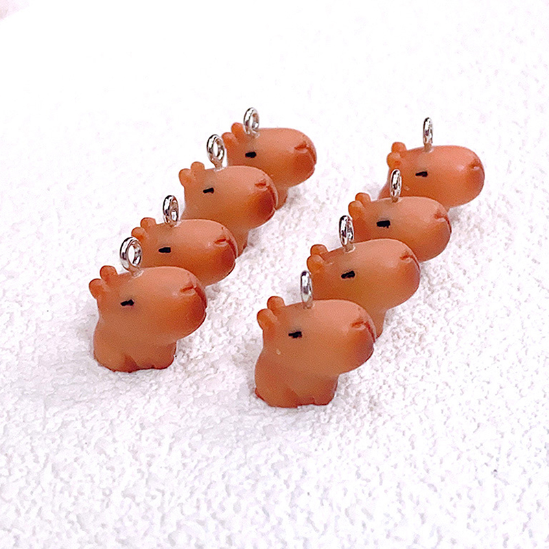 2/10pcs DIY Crafts For Earring  Make Kawaii Mini 3D Capybara Resin  Lovely Lazy Cavy Animal Pendant. 