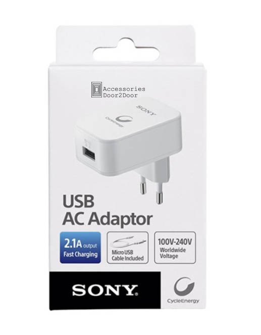 SONY CP-AD2 2.1A FAST CHARGING ADAPTER WITH USB-AUSB-C CABLE. 