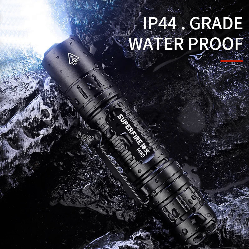 Superfire mi80 EDC bright LED flashlight 18650 battery USB C torch Camping Fishing lantern 500lm best choice outdoor flash light. 