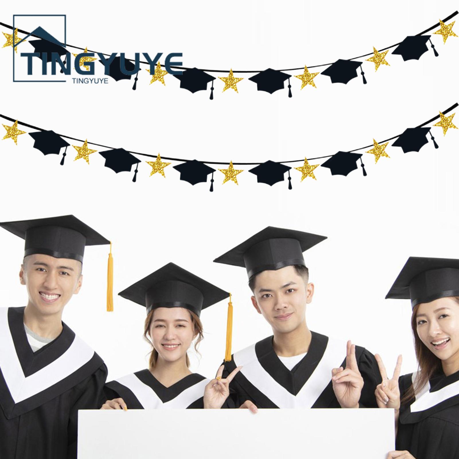 Graduation Party Banners Reusable Balcony Garden Commencement Pulling Flags