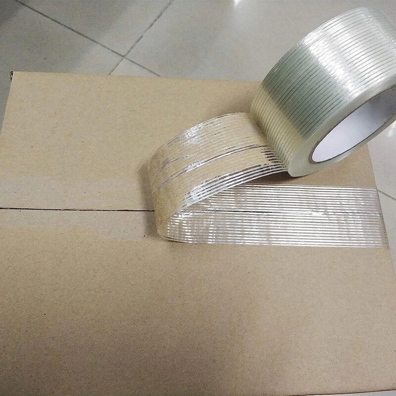 25M Strong Filament Strapping Tape Heavy Duty Transparent Reinforced Fiberglass Tape Single Side Adhesive For Packing Fixed Seal. 