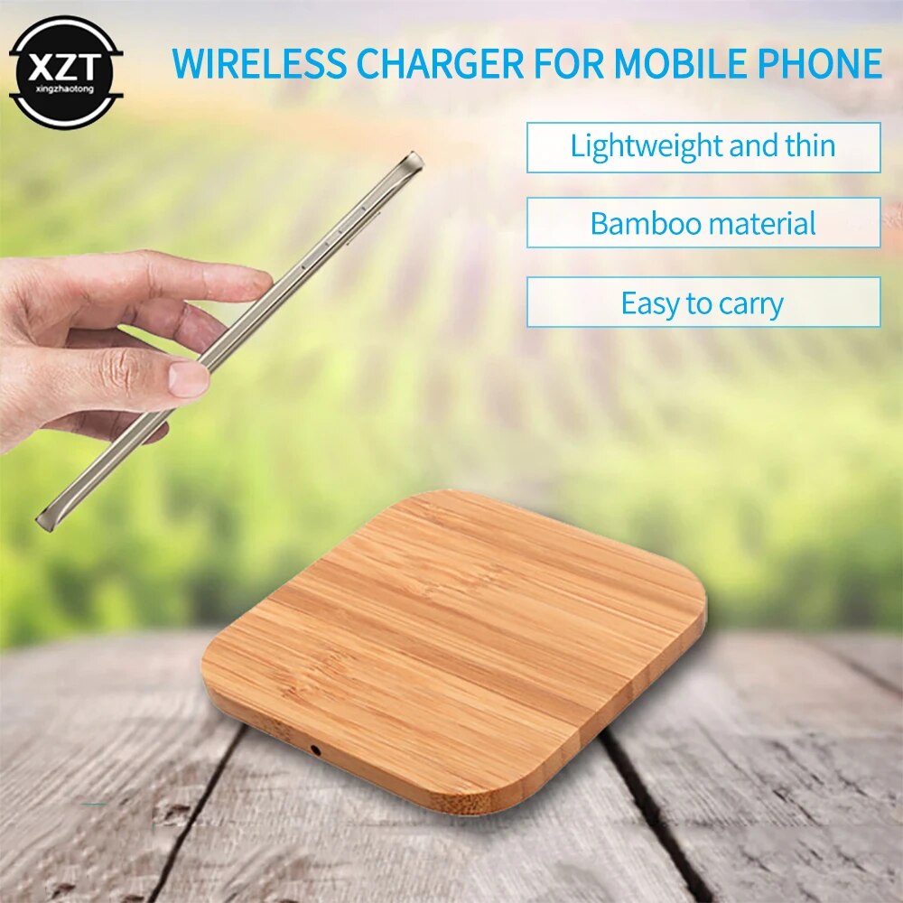 Portable Qi Wireless Charger Slim Wood Charging Pad For Apple iPhone 8 Plus X Charger For Samsung S6 S7 S9 S8. 