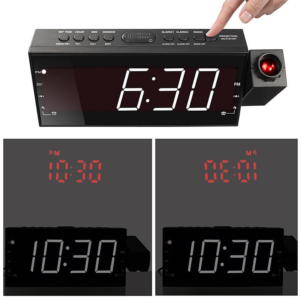 Alarm Clock Radio W Am Fm Projection On Ceiling 7 Led Digital Desk