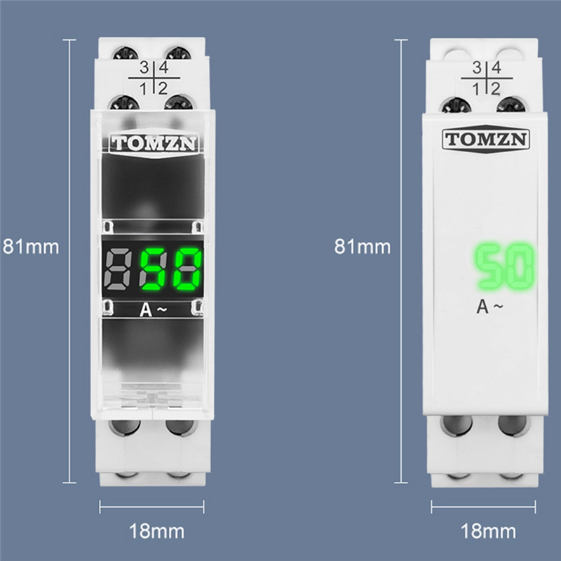 Din Rail Single Phase Ampere Meter Ac 40-500V Mini Modular Ammeter Gauge Indicator LED Digital Display, Not Transparent Easy to Use. 