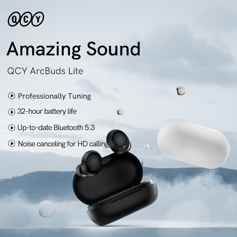 QCY ArcBuds Lite TWS Earbuds BT 5.3 32 Hours Battery Life ENC for HD Calling and QCY APP Customizable Control Wireless Bluetooth Earphones HT07 Lite/T17 for Men and Women. 
