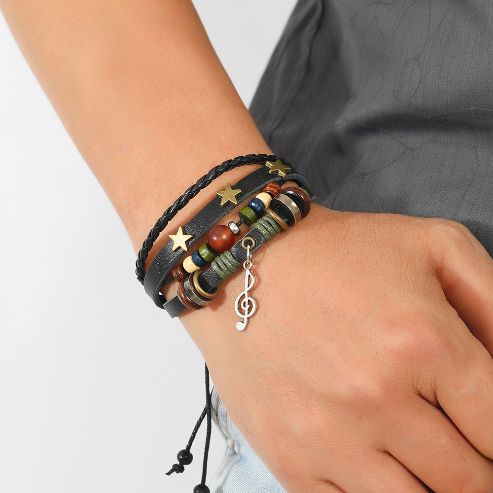 Stile Punk ampio bracciale in vera pelle bracciale regolabile bracciale dj braccialetti per uomo donna