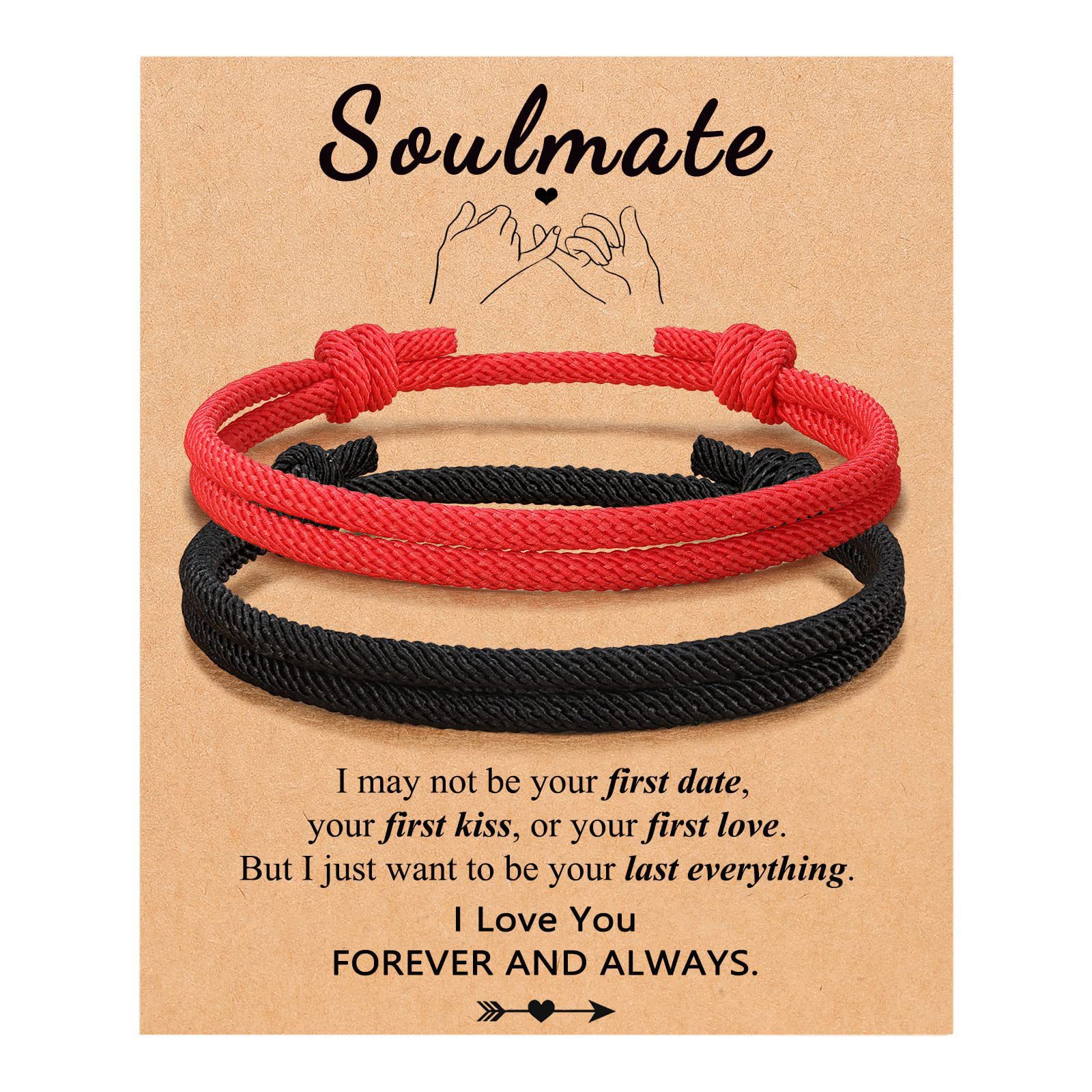 Black & White Couple Bracelet Set Birthday Gift Friendship Bracelet Girlfriend Gift Red & Black Milanese Rope Bracelet