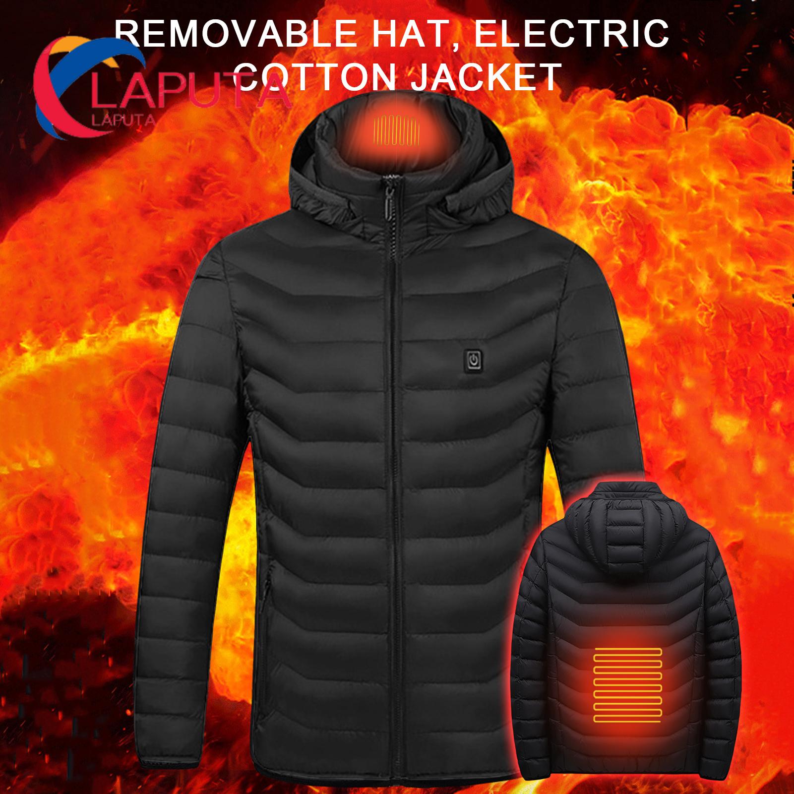Men Heated Coat Stay Warm All Winter with Usb Rechargeable Heated Jacket 3 Temperature Settings Hooded Washable Perfect for Cold Weather Thermal Heated Coat
