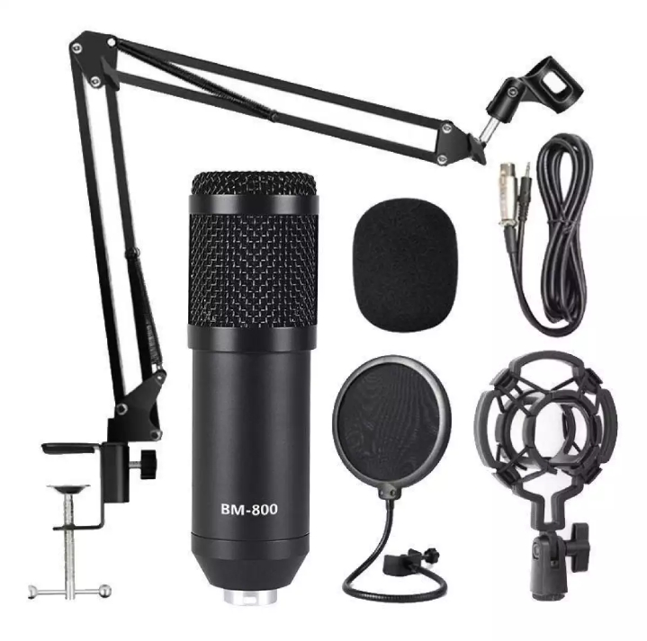 Professional Microfone Bm 800 With Pop Filter Bm 800 Studio Microphone Bm800 Condenser Microphone Kit Audio for Computer ASMR. 