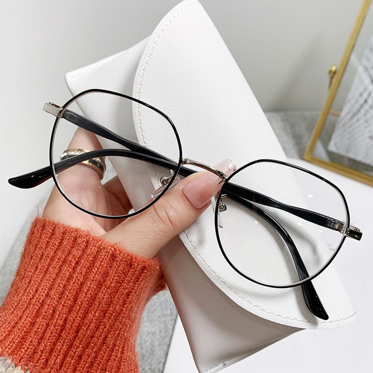 (New)High-quality Glae Frame Women Men Irregular Round Eyeglae Optical Eye Glae Fahion Frame Black Glae