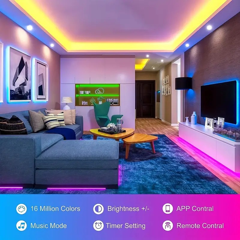 High quality 4 Meter/13.12 feet LED Light Strip RGB 5050 Color Changing LED Light Flexible Light Strip with 24keys Remote/Bluetooth App Control for Home Decor,Room Decor,Party Decoration TV Lighting Bedroom lighting Wall Lighting. 