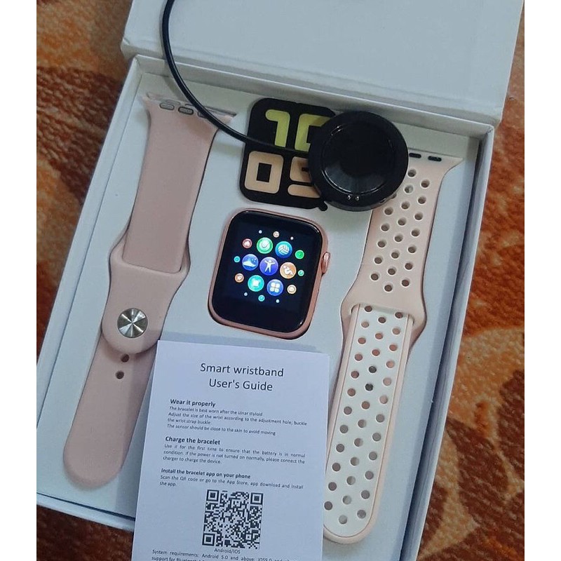 T55 Smartwatch Full Screen Touch Bluetooth Call Receive High Watch Apps Latest Version(Strap/2 Pair Belts) Pink, - Smart Watch. 