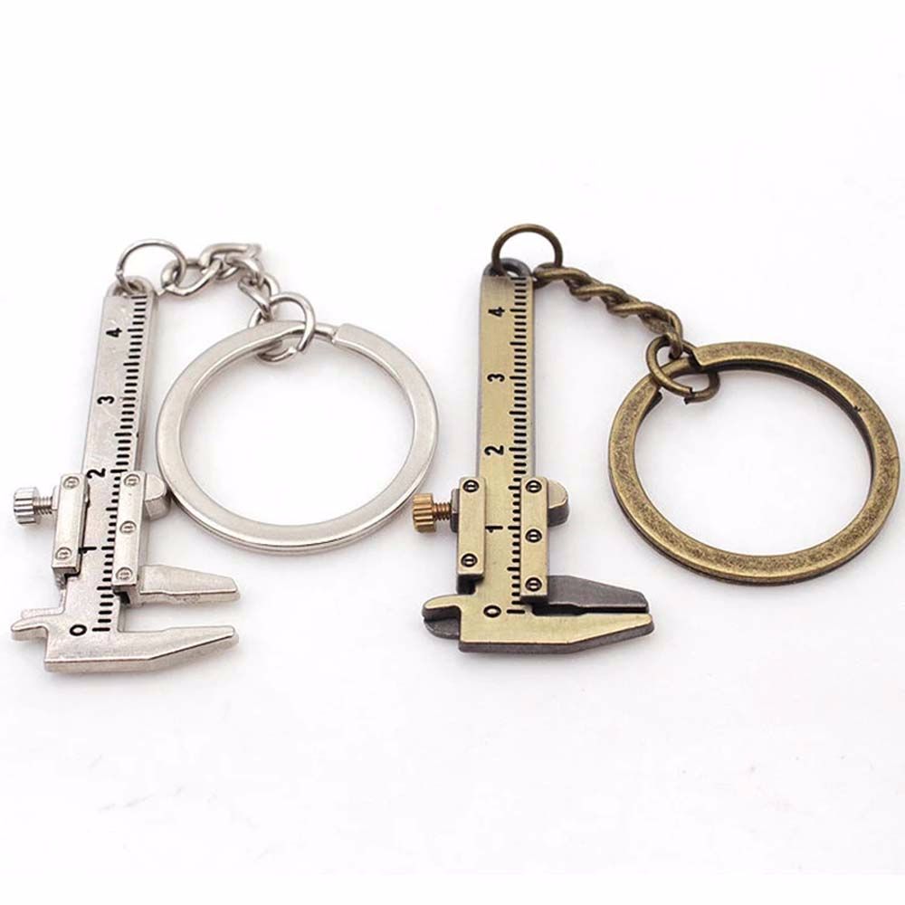 Simulation Ruler Scale Keychain 0-4cm Ruler Gadget Mini Vernier Caliper Keyring Key Chain Measuring Gauge Vernier Caliper Keychain. 