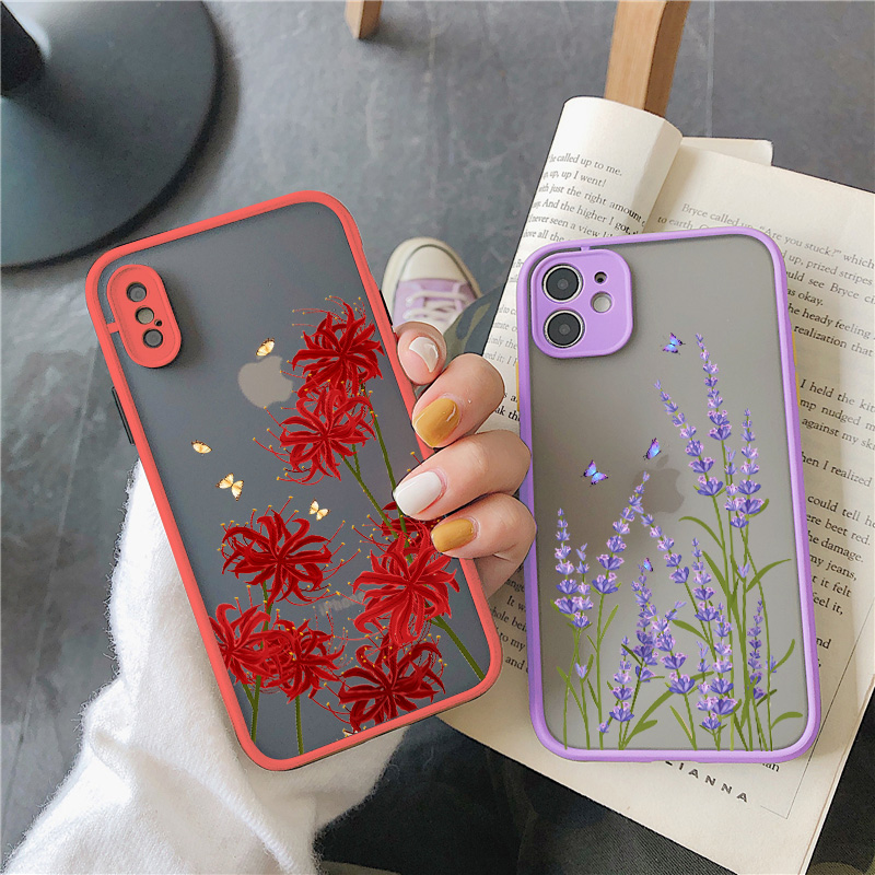 XS Maxro maxi 11 17 8 pl Butterfly Lavender Higan Flower Phone Case for iphone us 12 13 min5 14 p X XR Shockproof Case Cover. 