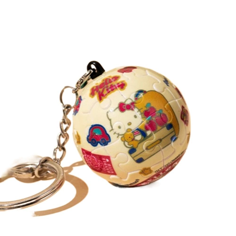 Creative Cartoon Jigsaw Puzzle Keychain Kuromi Ball Shaped 3D Ball