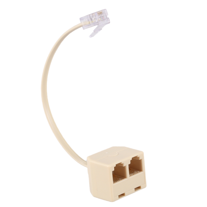 6X RJ11 6P4C 2 Way Outlet Telephone Jack Line Splitter Adapter Beige. 