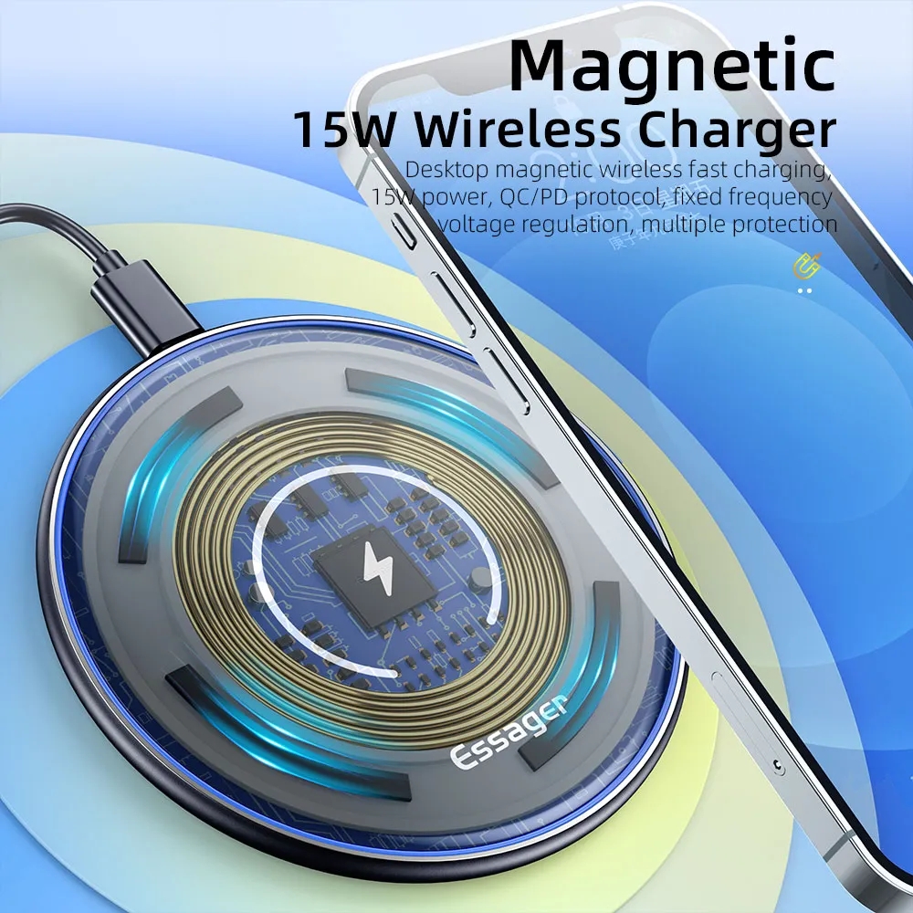 Essager 15W Qi Wireless Fast Charging Supports All Wireless Charging Phones Induction Pad For iPhone 14 13 12 Pro Max X Xiaomi mi 10 Samsung S20 Huawei. 