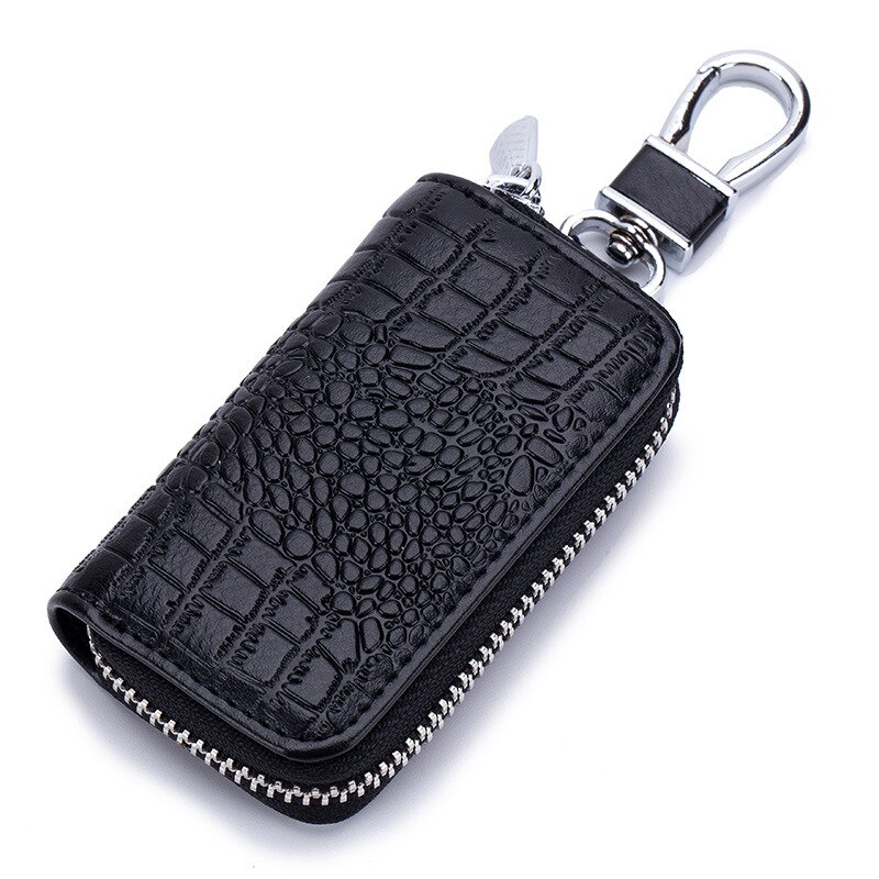 【happy one】CICICUFF Fashion Car Key Bag Unisex Crocodile Print Zipper Keys Cow Split Key Organizer Case Wallet. 