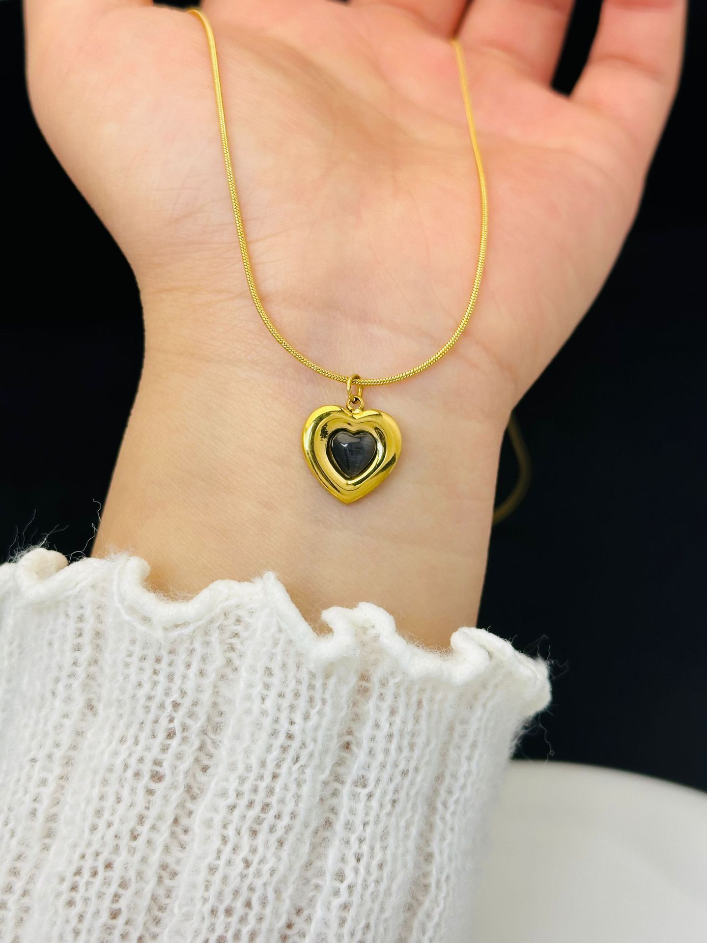 Love Pendant Necklace Earrings Chain Women's Clavicle Chain Internet Celebrity Ins Style Niche Design Titanium Steel Colorless Necklace
