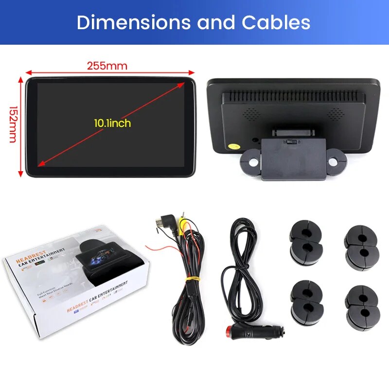 10.1 Inch Car Monitor Headrest Entertainment Auto Touch Screen Tablet Support Bluetooth USB TF Slot MP5 Player Mirror Link. 