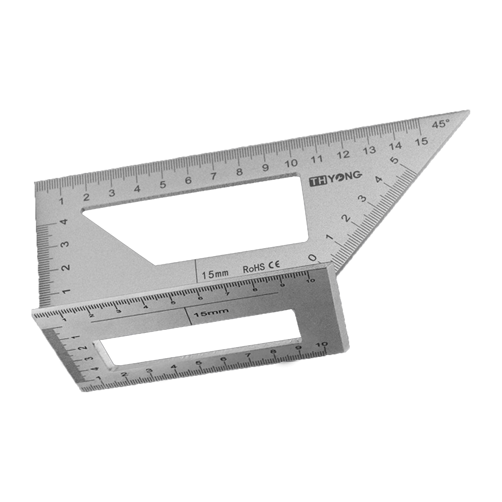 Aluminum Alloy 45/90 Degree Angle Ruler Vertical T-shape Gauge Protractor Tool. 