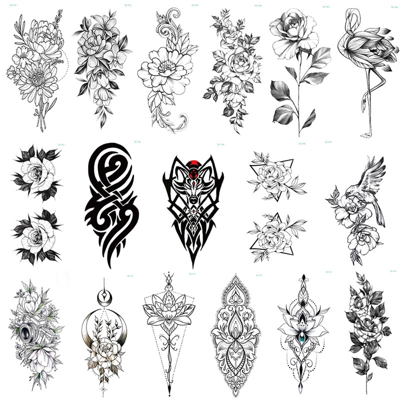 Hot Black Temporary Tattoo Body Art Tattoos 3D Waterproof Temporary Tattoos Sticker Art Men Arm Leg Tatoo Paper. 