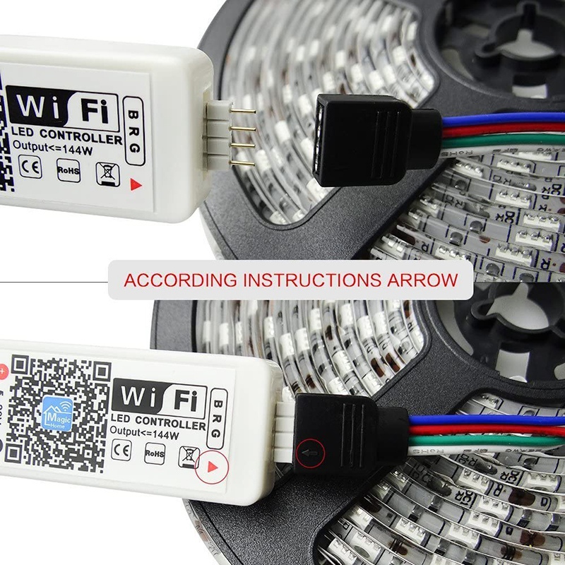 RGB Led Light Strip Voice Control Work with Alexa & Google Home, WIFI Wireless Smart Controller with Free App Via IOS Or Android. 