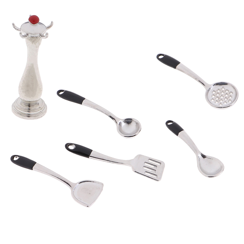 6Pcs/Set 1:12 Dollhouse Miniature Cookware Tools Dollhouse Kitchen Accessories