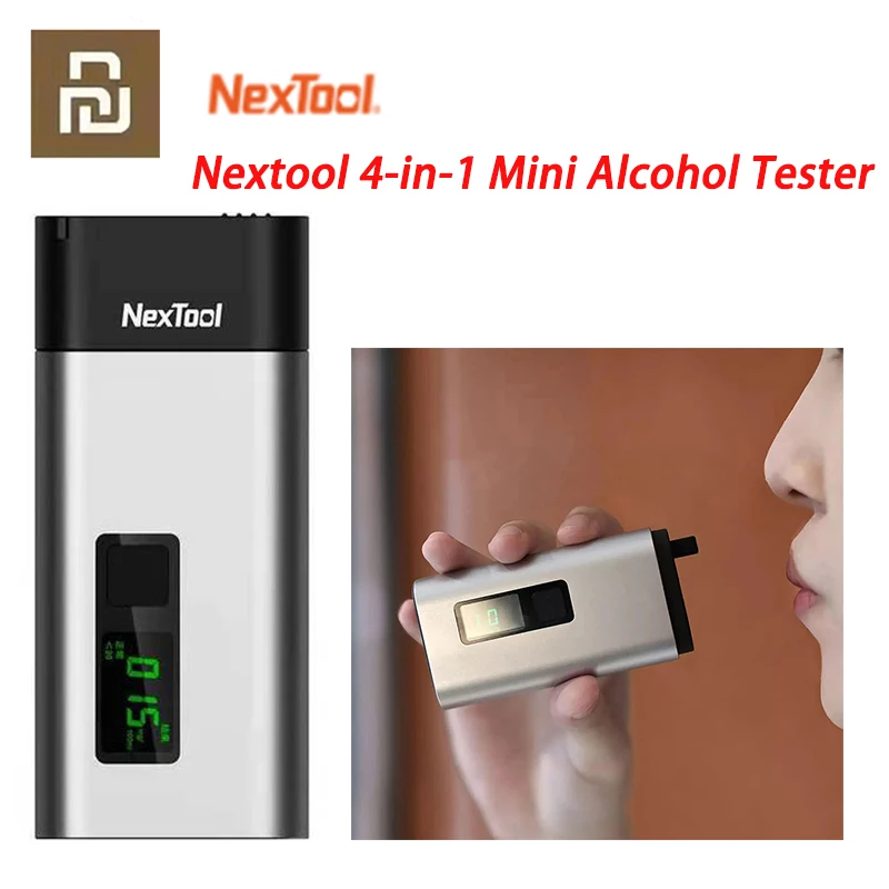 Xiaomi Nextool 4-in-1 Mini Alcohol Tester LCD Digital Portable Car Breathalyzer With Window Breaker Cutter Digital Alcohol Meter. 